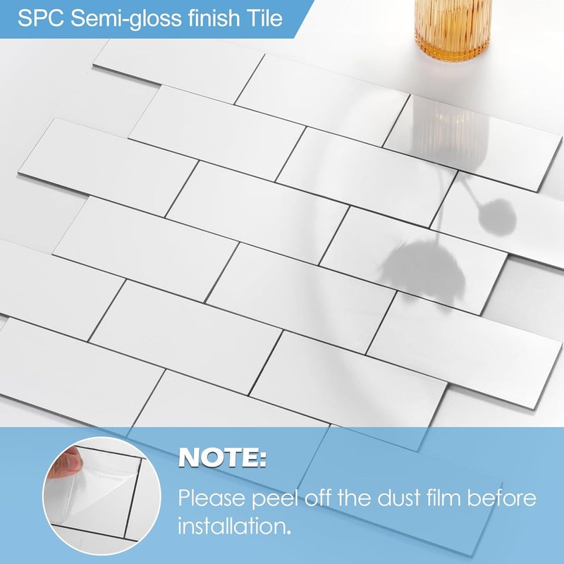 Reovatile 2026 New Upgrade Peel and Stick Backsplash, 11.8"X11.8" PVC Backsplash Tile, Peel and Stick Tile for Kitchen, Bathroom, Fireplace, Laundry in Polished Marble White, 10-Pack - Image 4
